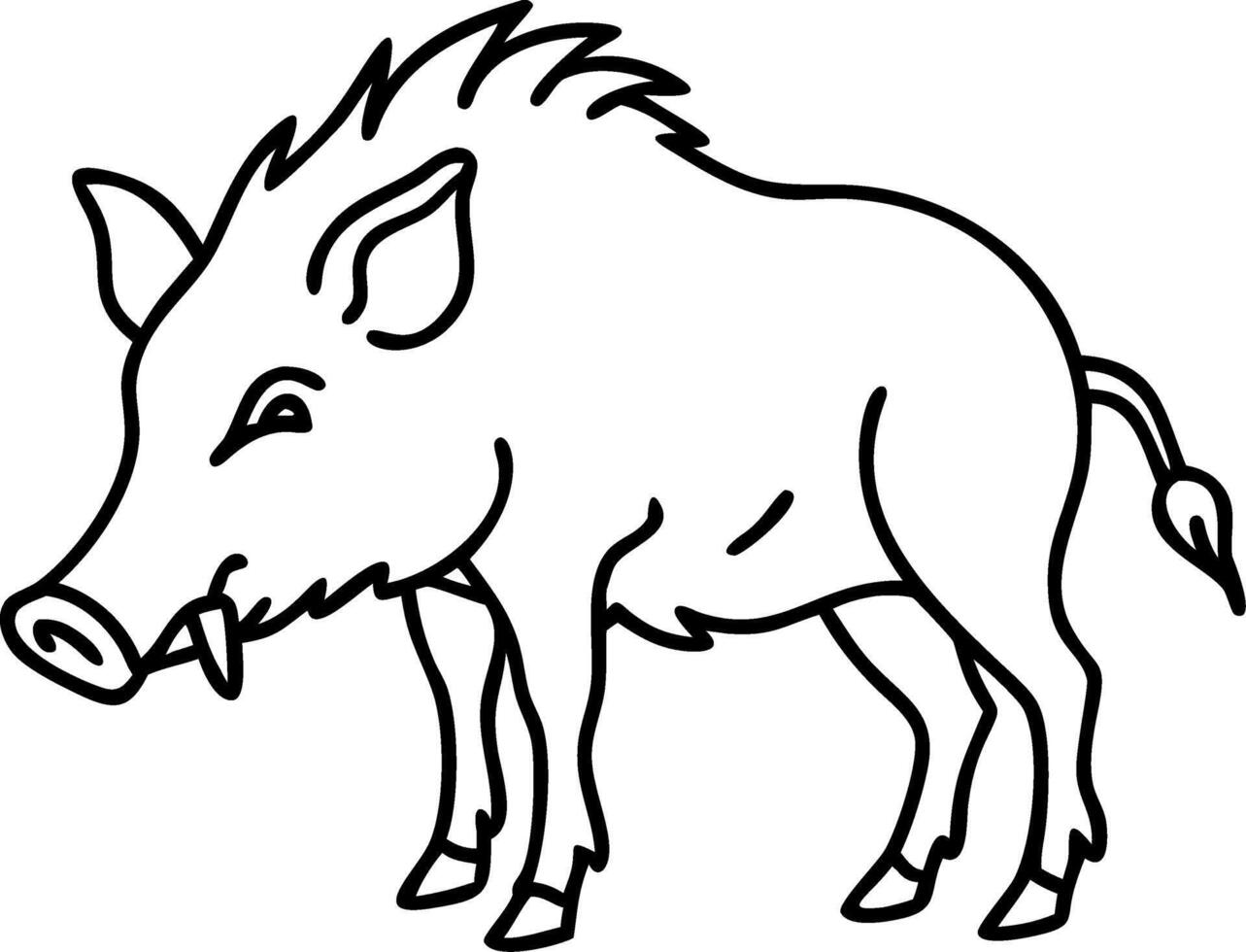 Wild Boar Outline Illustration for Wildlife Design and Education Materials vector