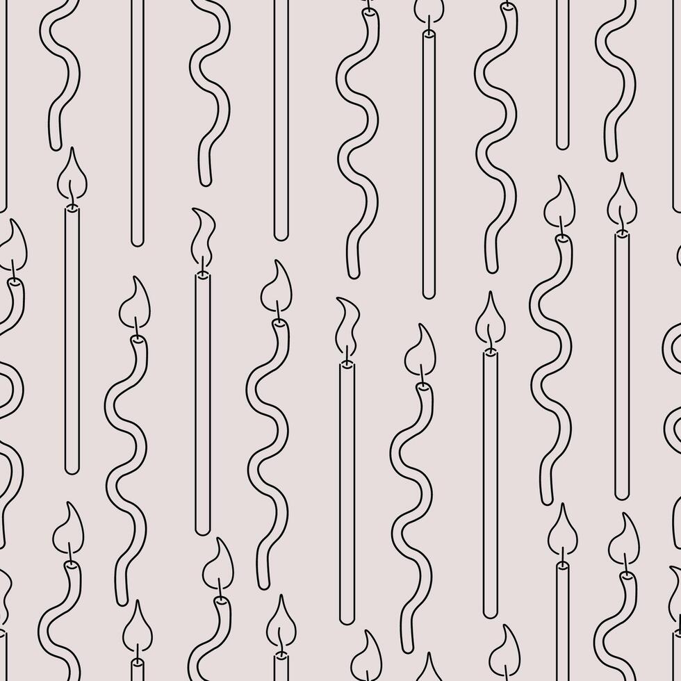 seamless pattern with doodle thin candles vector