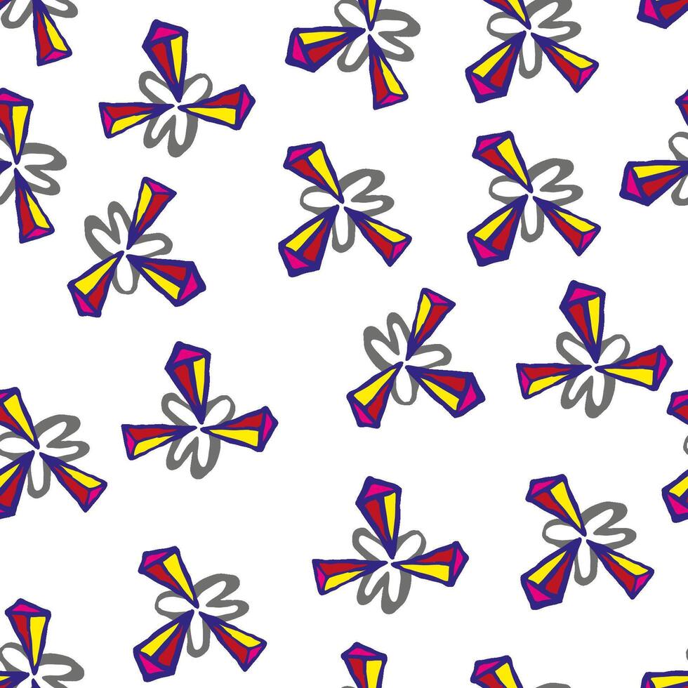 seamless pattern with abstract crosses and flowers vector