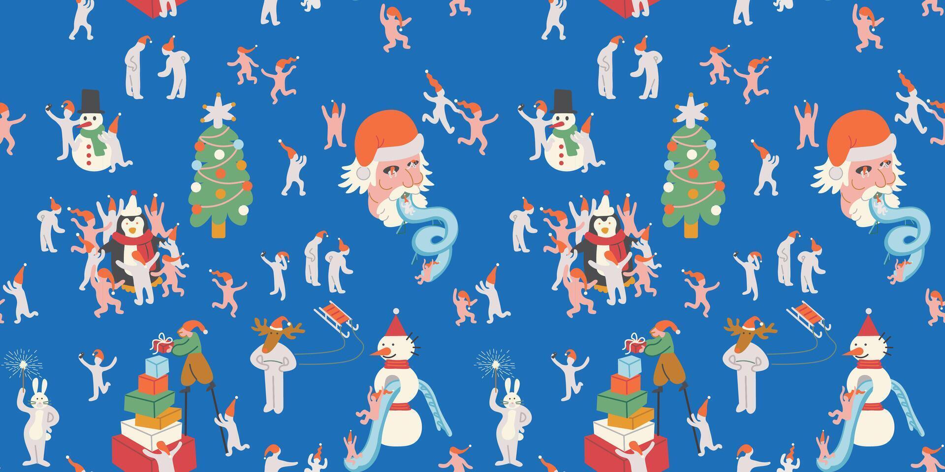 seamless pattern with Christmas fair market in doodle style vector