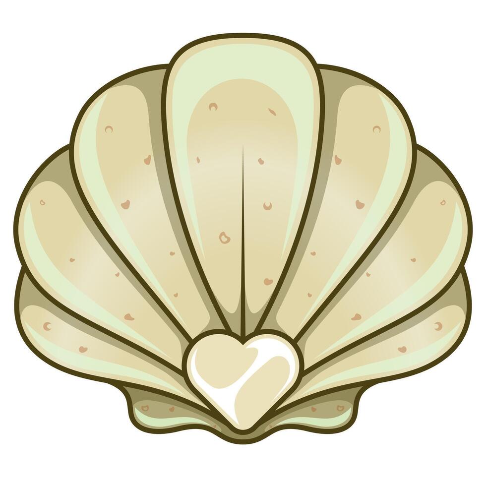Seashell with heart in the center vector