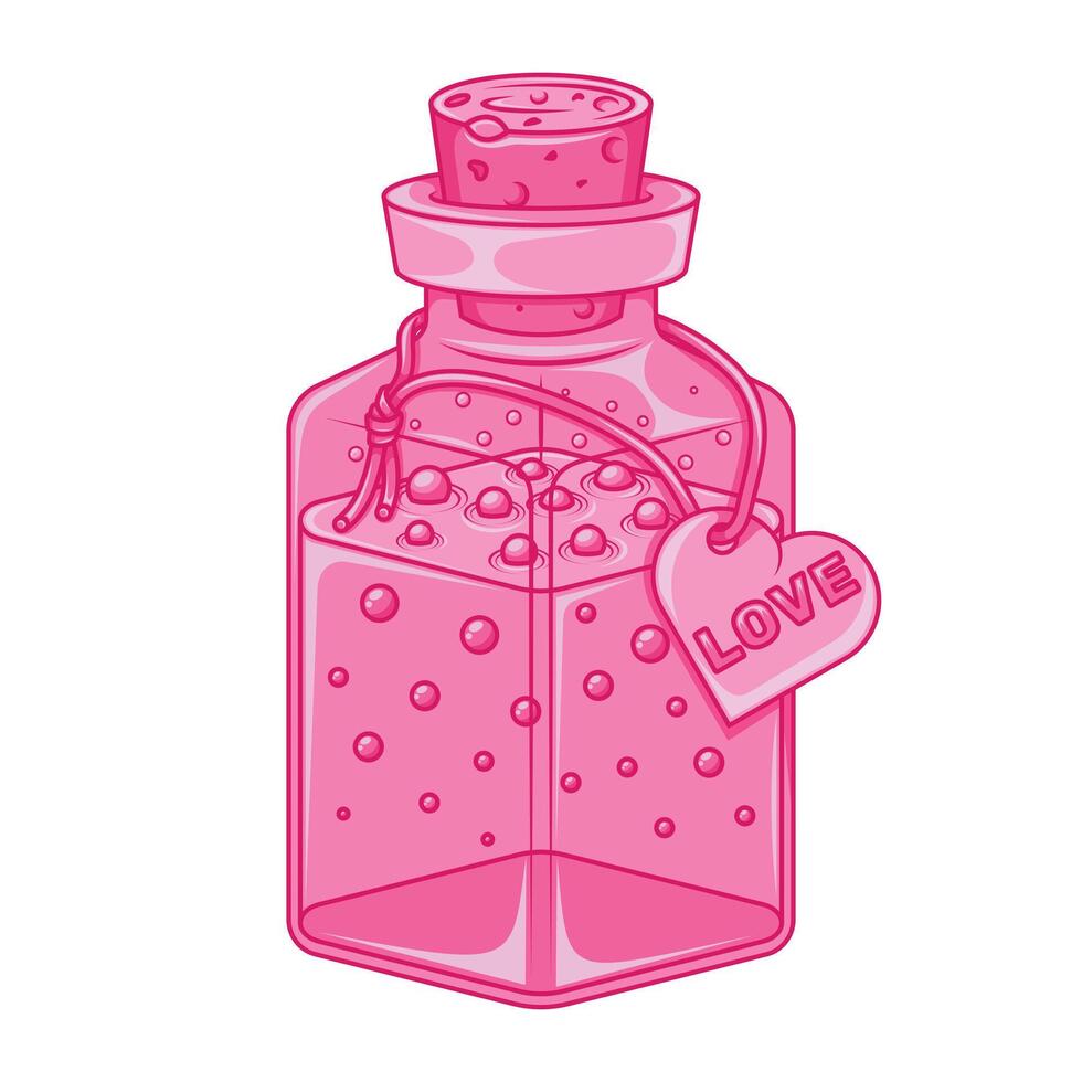 Glass bottle with love potion for Valentine's Day vector