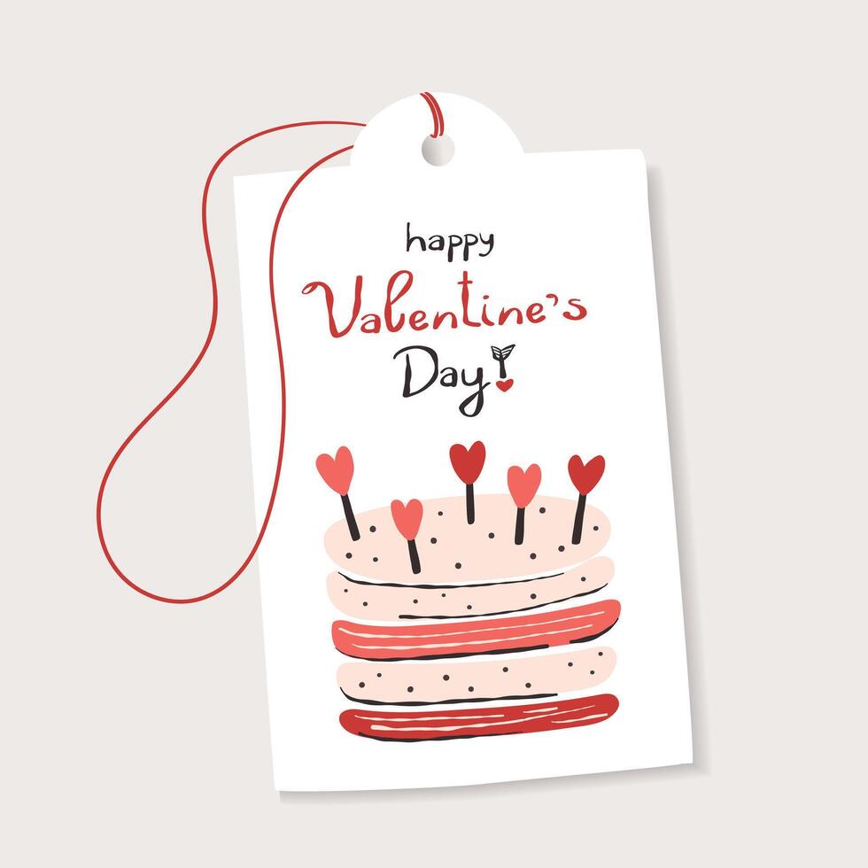 Cake tag Festive and heartfelt wish for Valentine's Day,flat style illustration vector