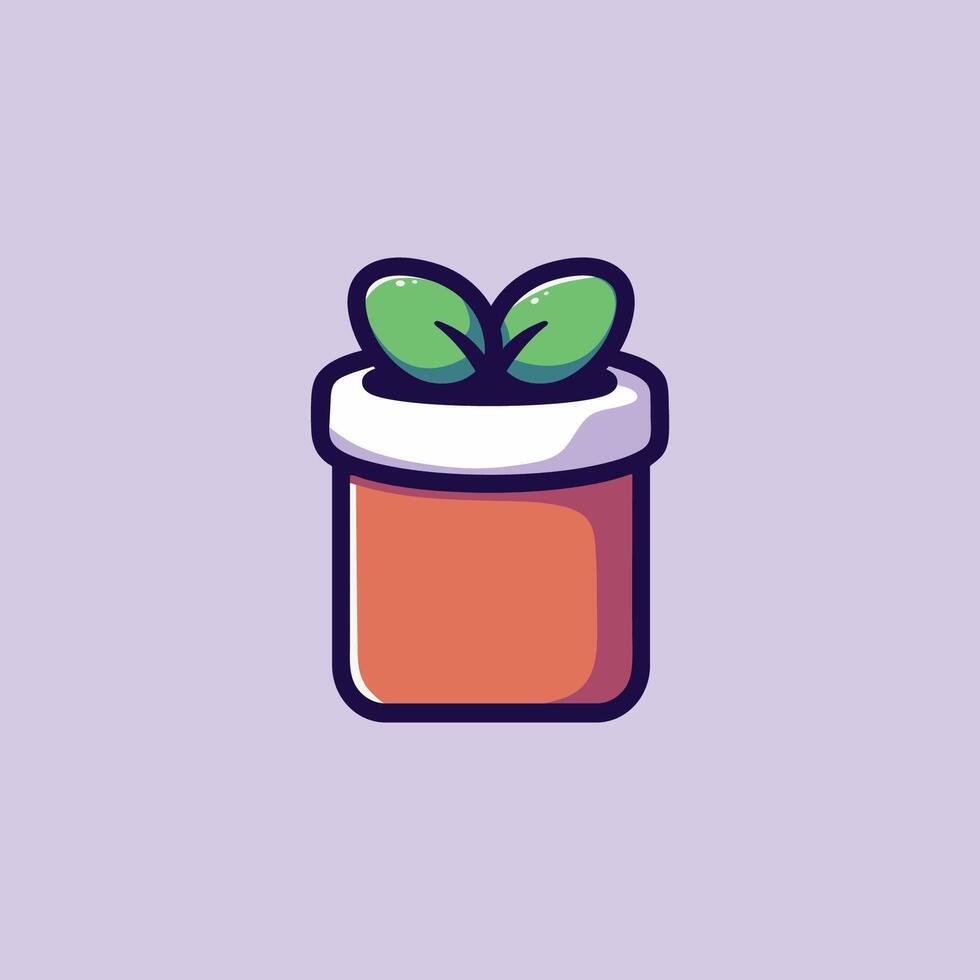 Plant In Pot Cartoon Icon Illustration. Nature tree Icon Concept Isolated Premium . Flat Cartoon Style vector