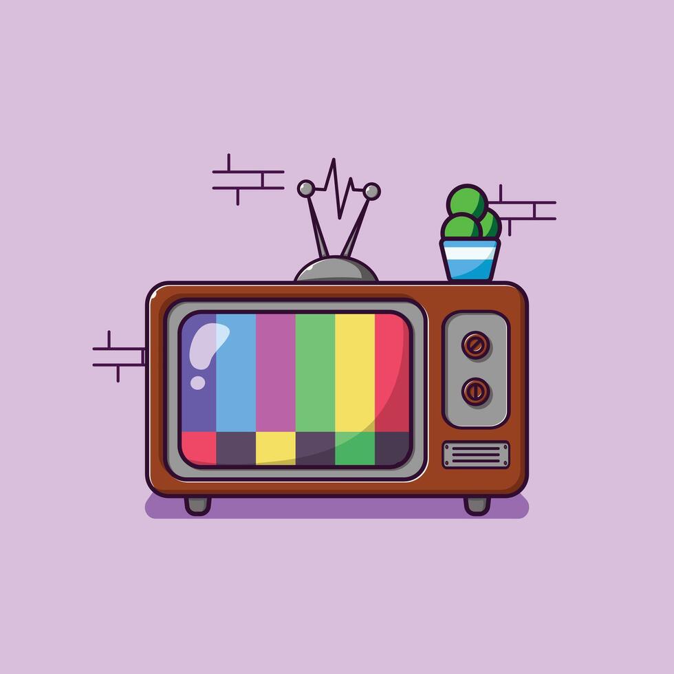 A vintage television icon illustration concept Isolate old tv design vector