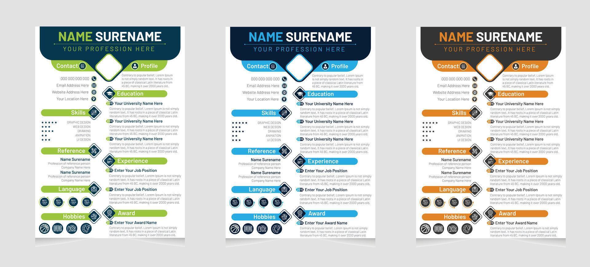 Modern and Minimal CV or Resume Template with a Unique Professional Concept vector