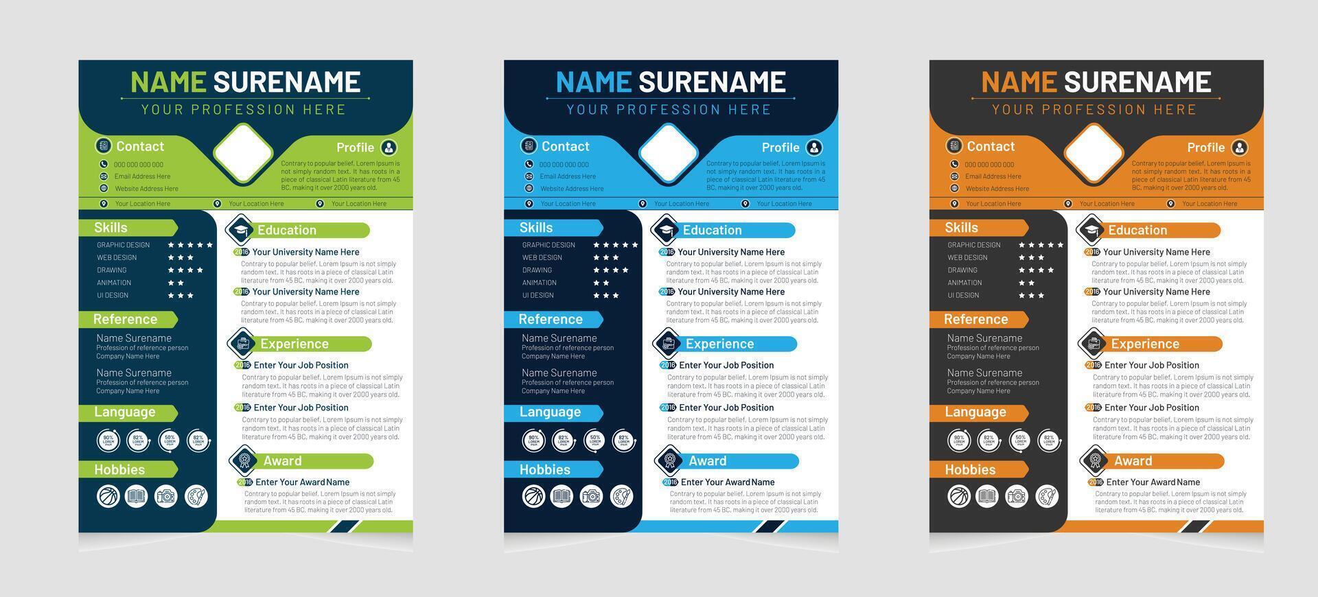 Professional resume template design or cover letter with a modern minimal and unique concept vector