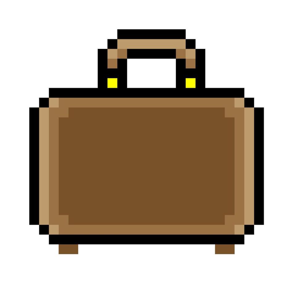 Business briefcase with pixel art style vector