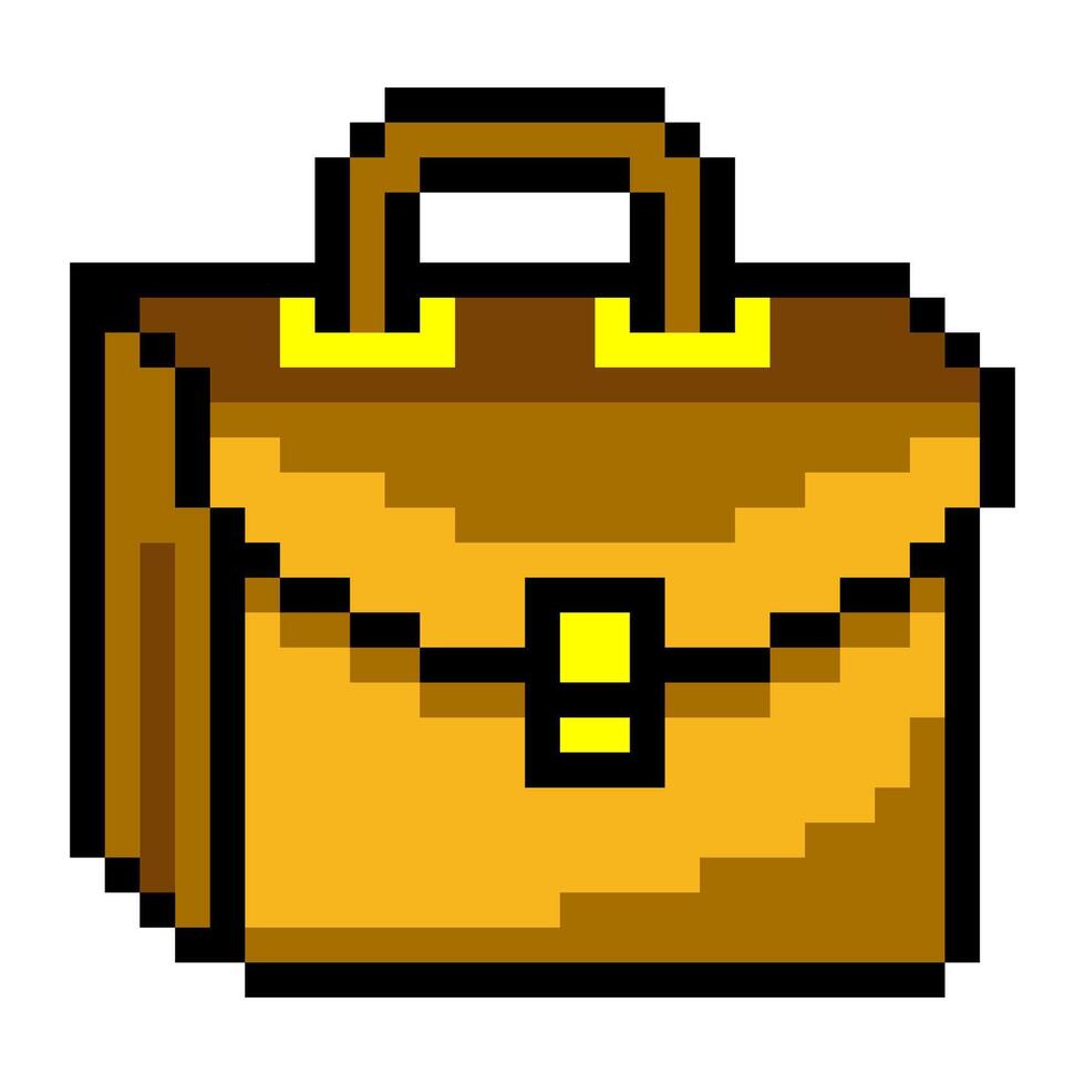Briefcase in pixel art style vector