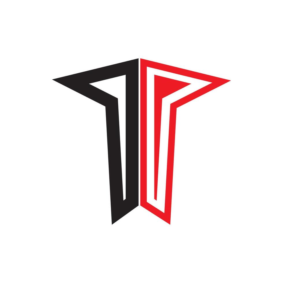 a red and black letter t logo with a white background, vector
