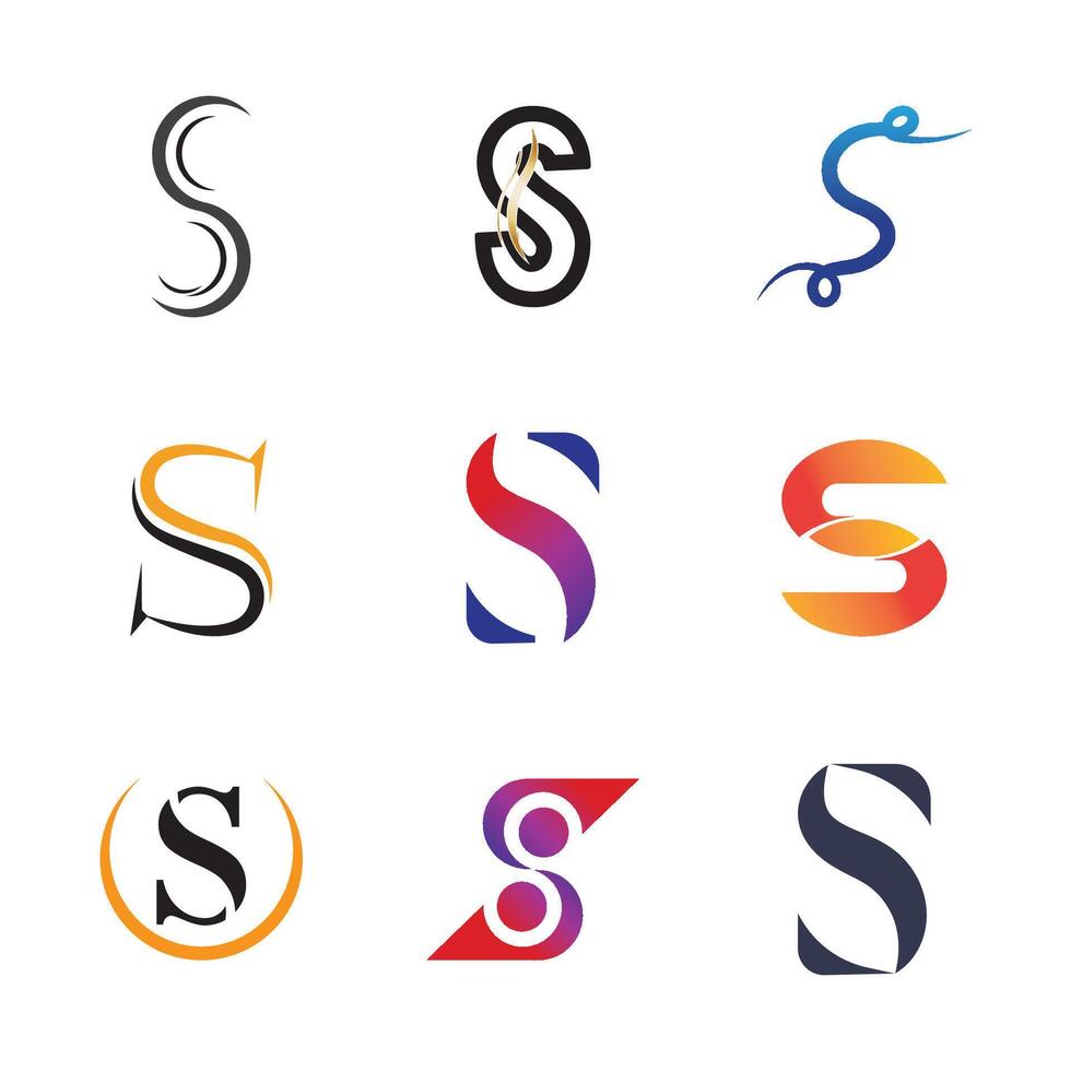 a set of six different logos with different shapes, letter s vector