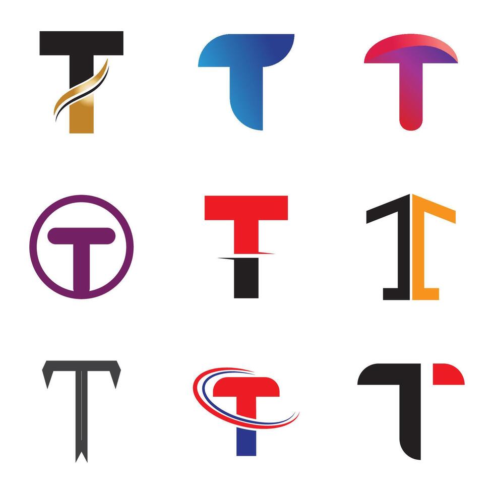 a set of different colored letters with a curved design vector