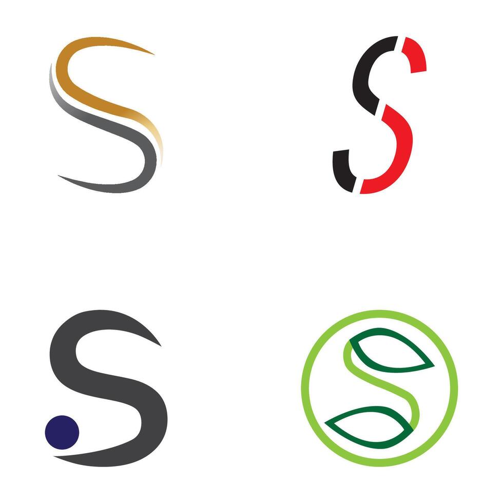 a set of four different logos with different colors, letter s, vector