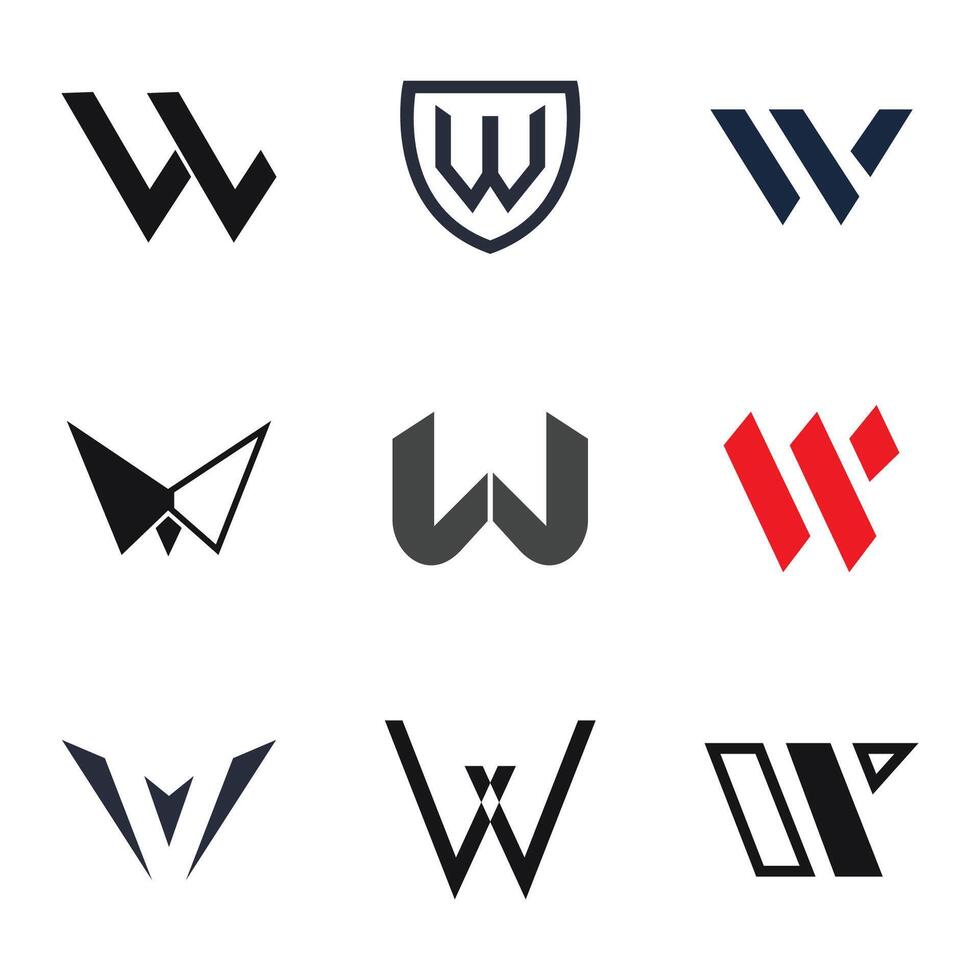 a set of logos designed by the company, the letter w vector