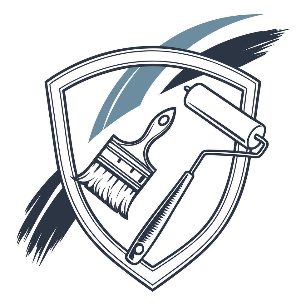 Shield of Painting Excellence Minimalist Logo Icon. vector