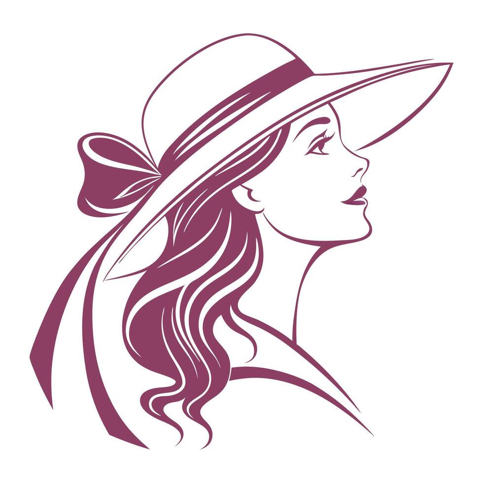 Beautiful fashion girl logo icon illustration. vector