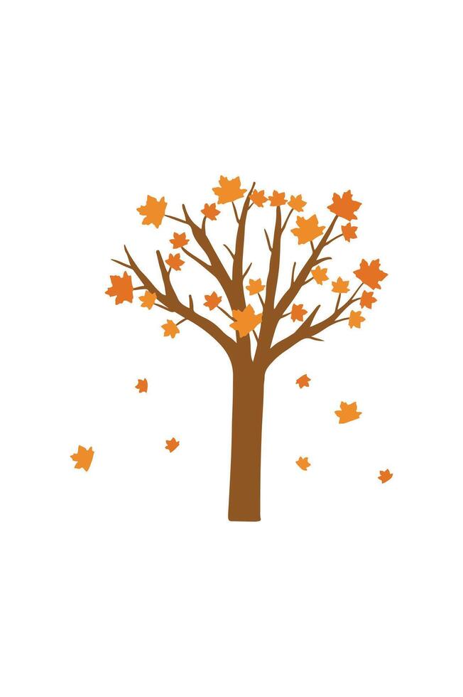 A Tree Shedding Its Autumn Leaves. vector