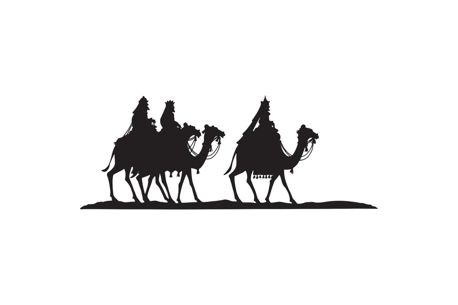 Two people are grazing on camels. vector