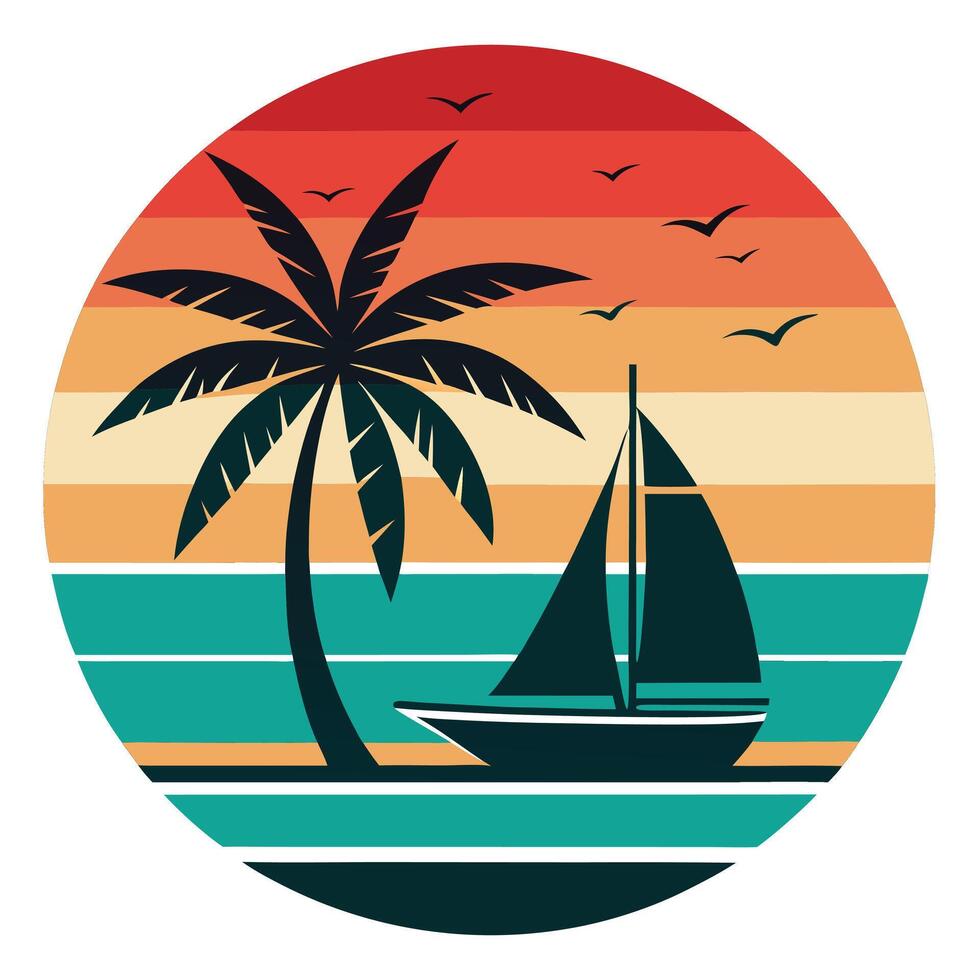 Sailing into Paradise Illustration. vector