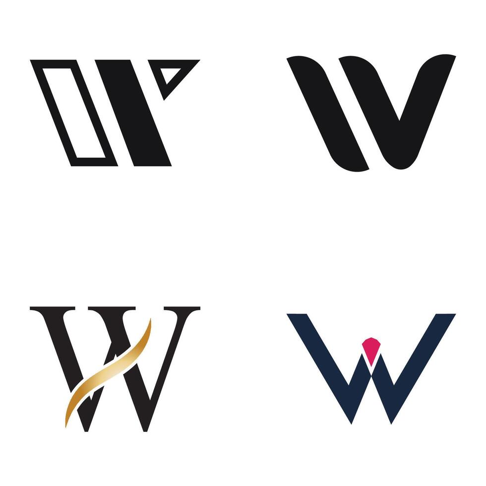 a set of four logos with different letters and a bird vector