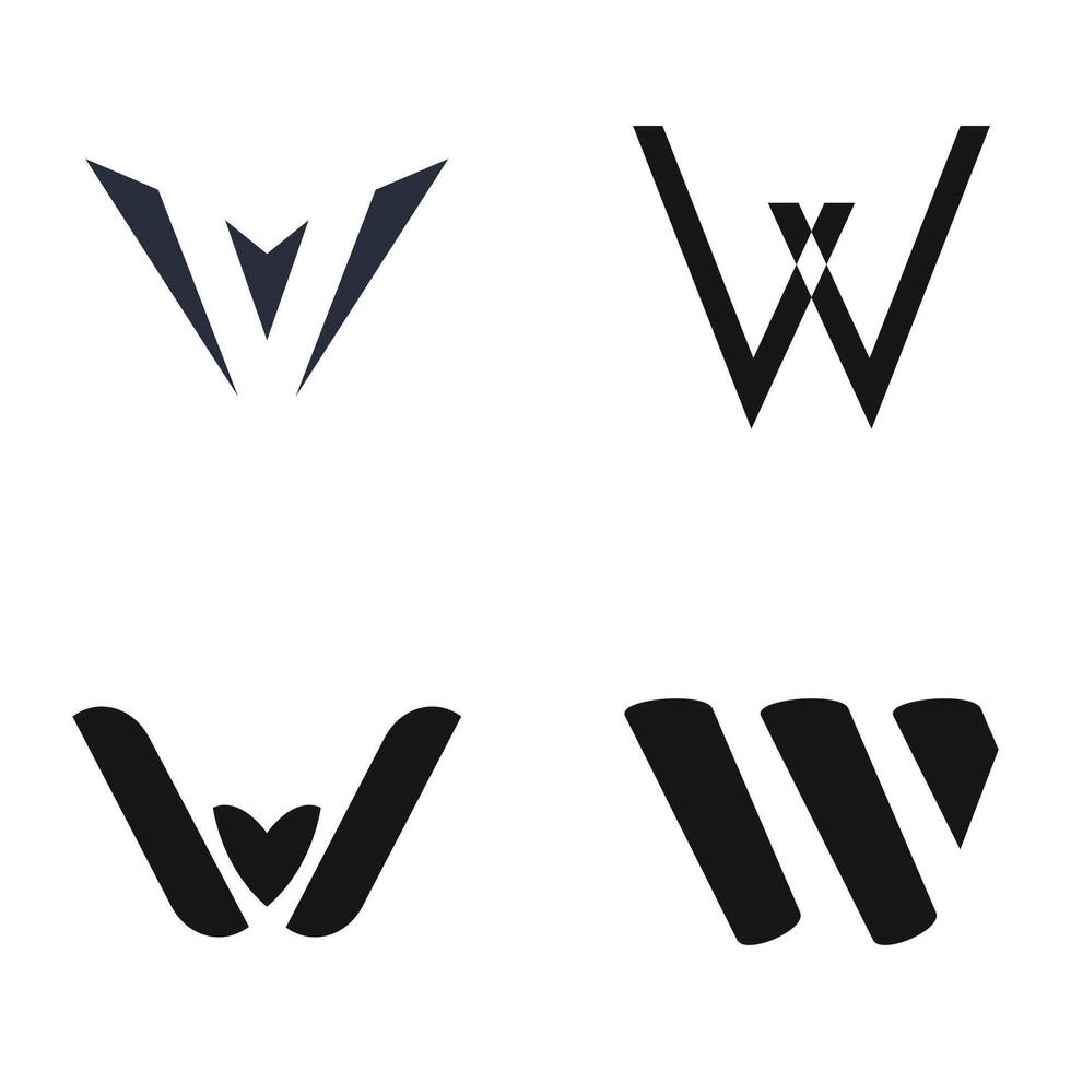 a set of four different logos with the letter w vector