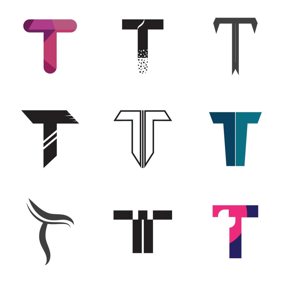 a set of six different types of t - shaped logos, vector