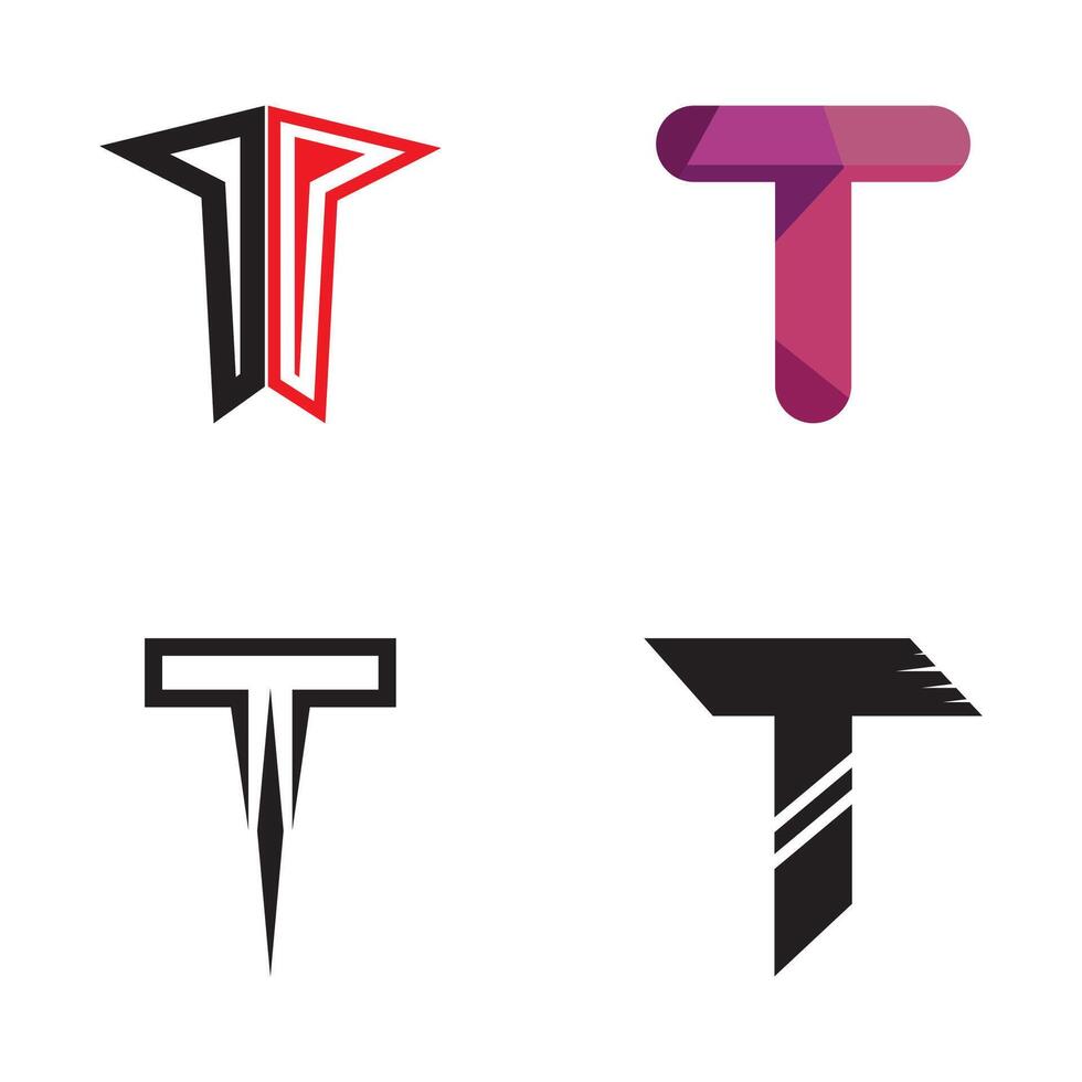 a set of four different logos with a t in the middle, vector