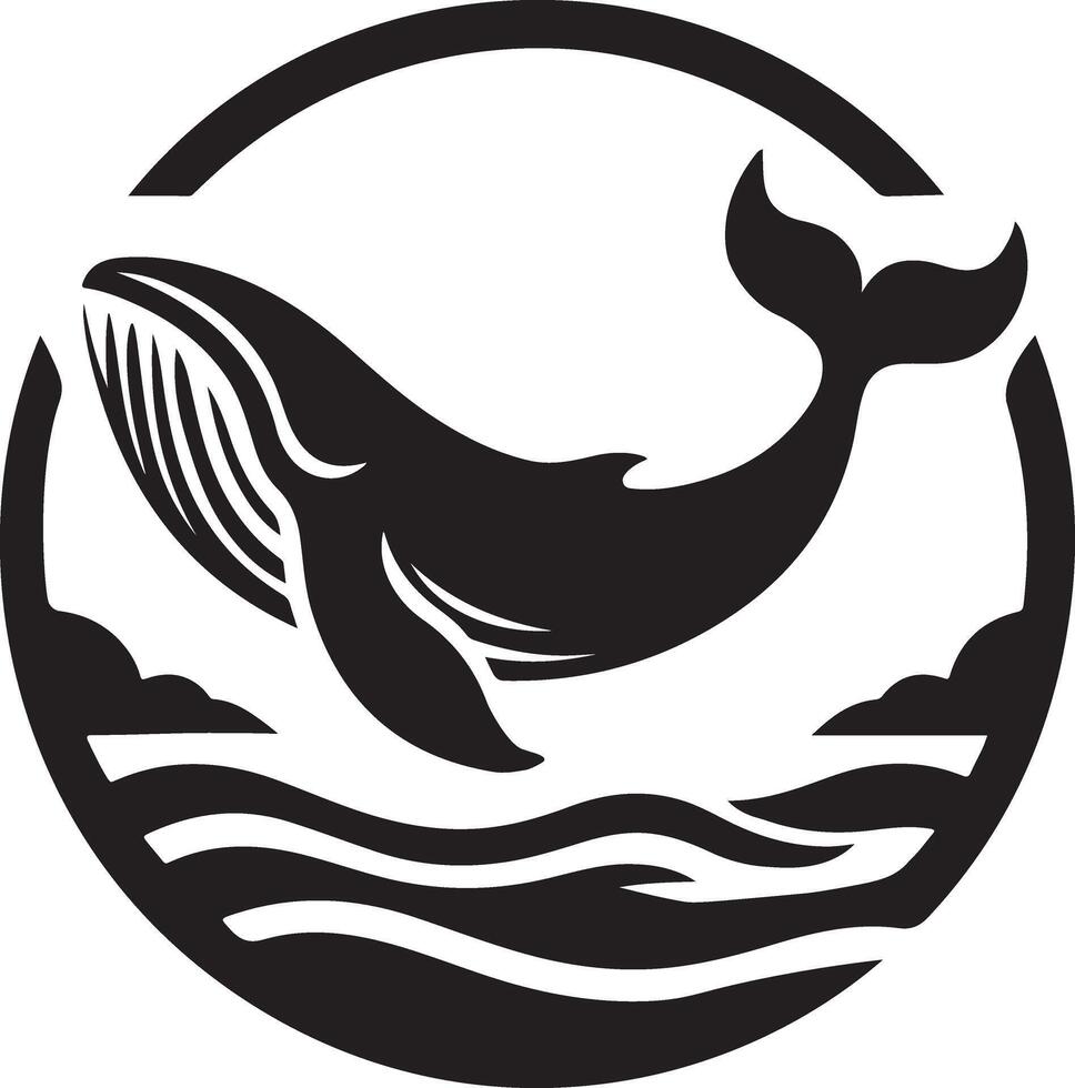 Whale silhouette logo or icon design art illustration on a white background vector