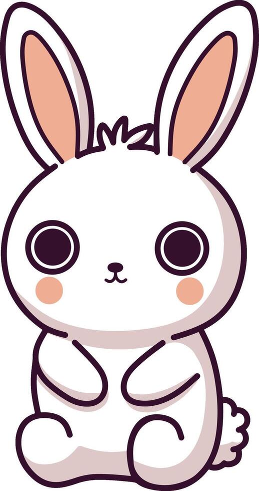 Cute bunny sitting quietly cartoon illustration vector