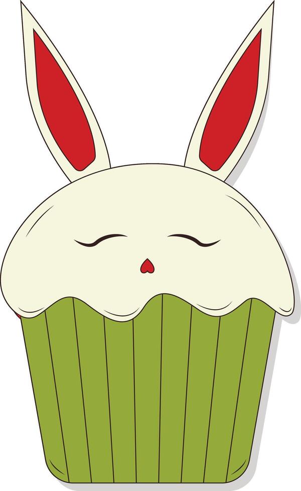 Delicious Muffin with Rabbit Character Design vector
