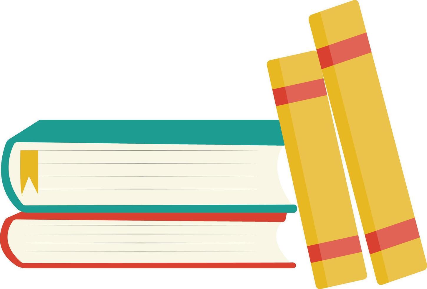 Stack of Reading Books and Two Fallen Position Books vector