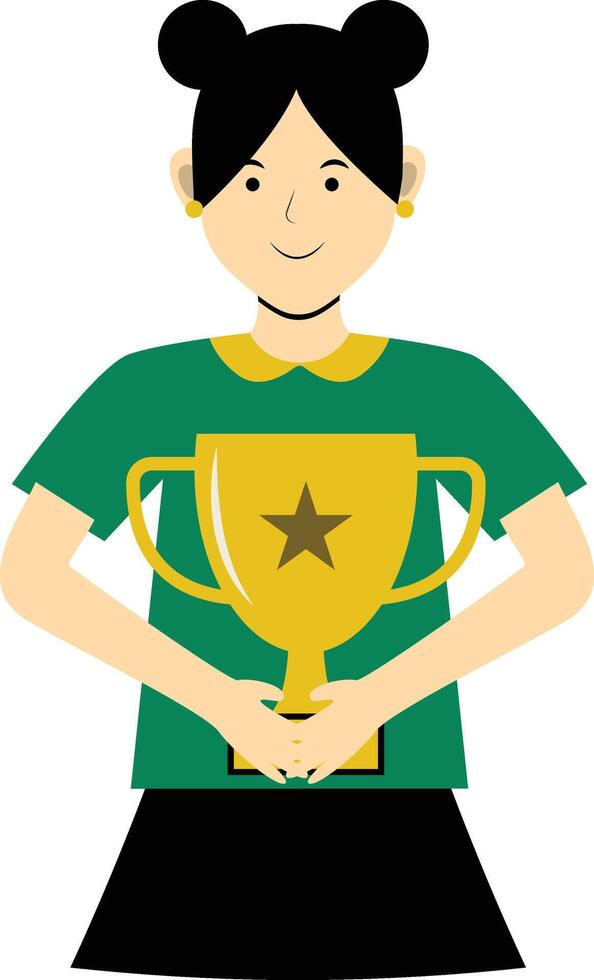 Girl Win Competition in Flat Design vector