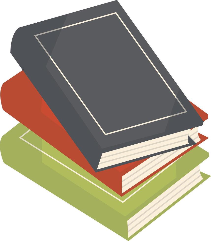Three Educational Books in Stacked Position vector