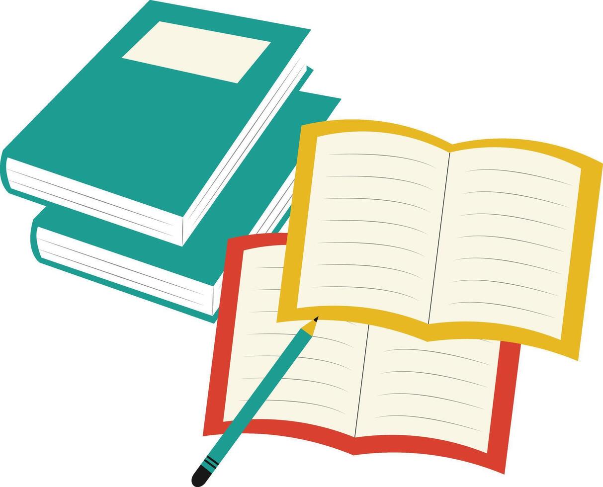 Stack of Textbooks with Open and Close Position vector