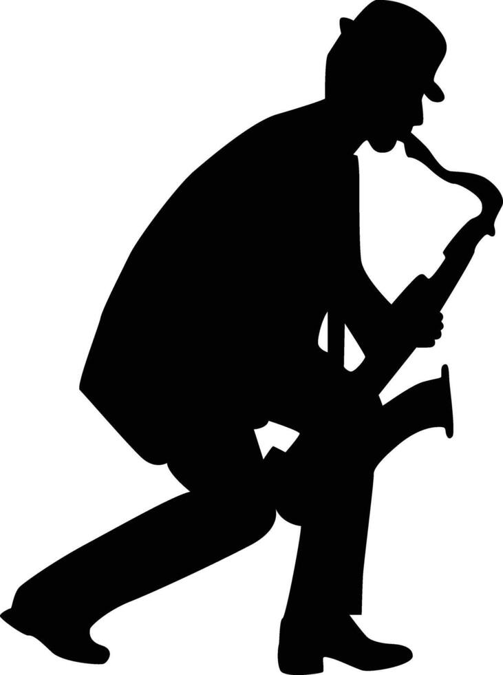 Male Jazz Saxophonist Silhouette in Sitting Position vector