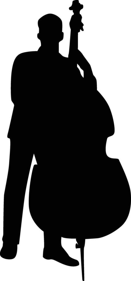 Jazz Player Upright Bass Silhouette vector