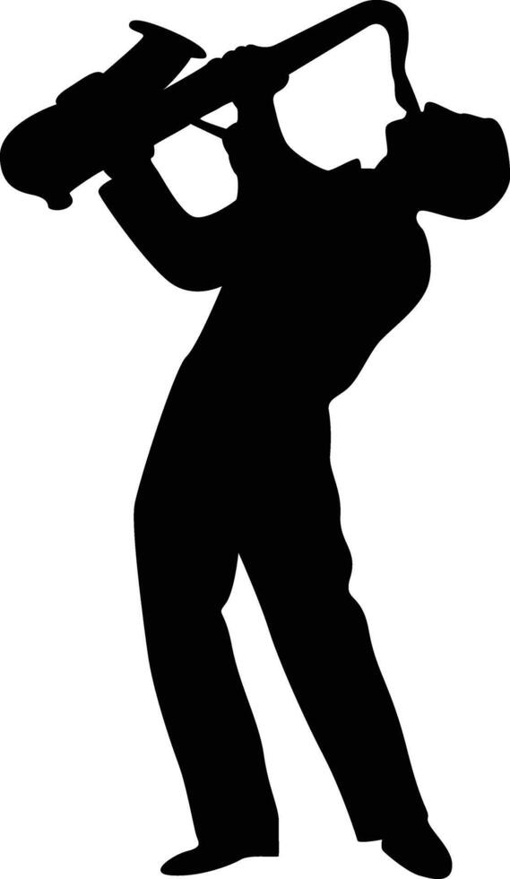 Male Jazz Player Saxophone Silhouette in Stand Position vector