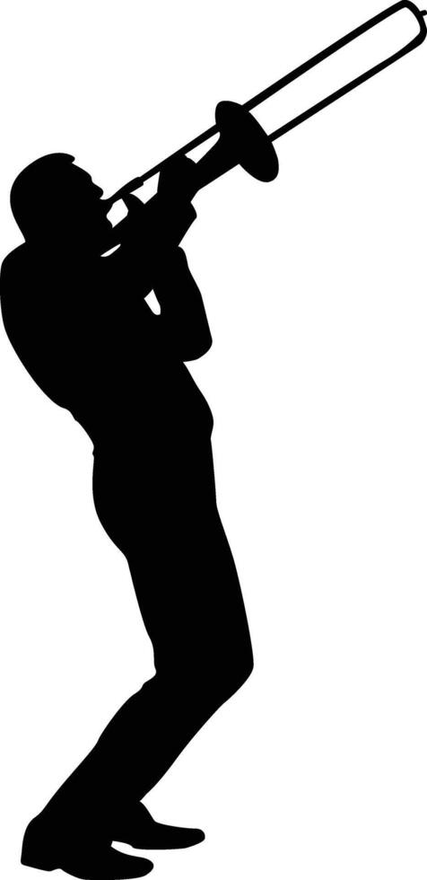 Guy Jazz Trumpet Player Silhouette in Standing Position vector
