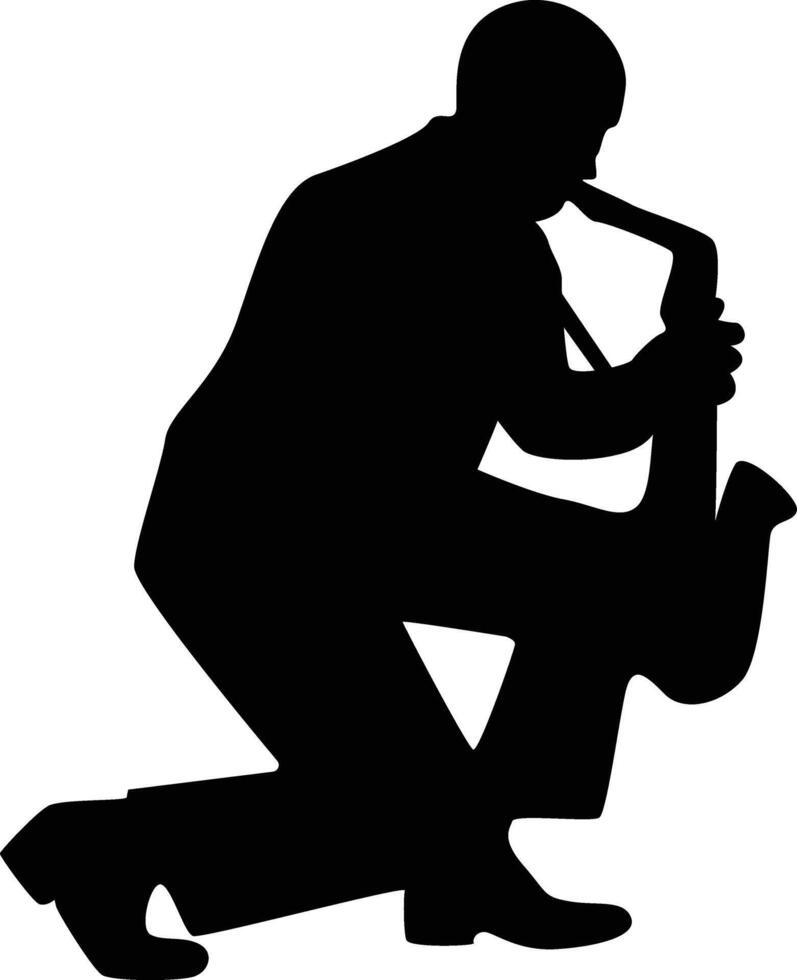 Male Jazz Saxophonist Silhouette in Sitting Position vector