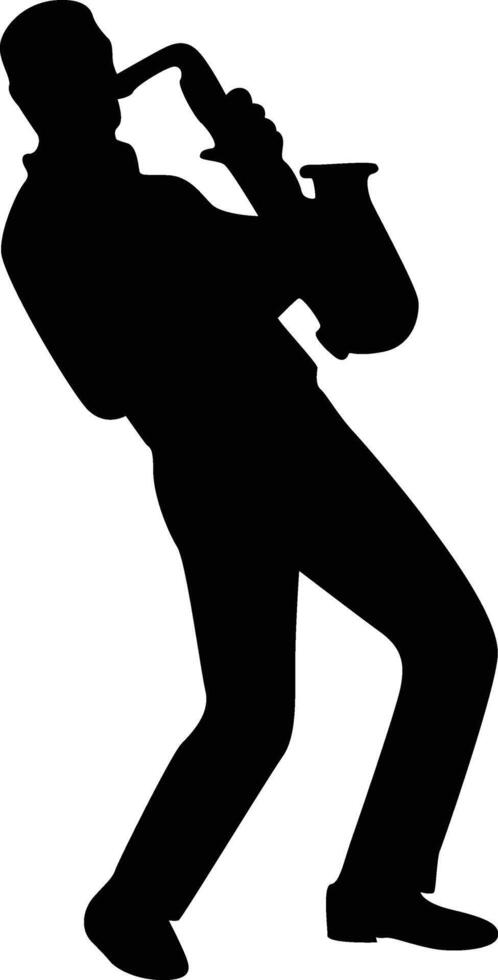 Male Jazz Player Saxophone Silhouette in Stand Position vector
