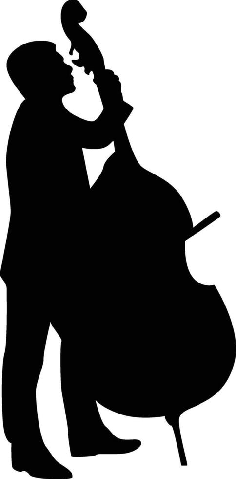 Jazz Player Upright Bass Silhouette vector