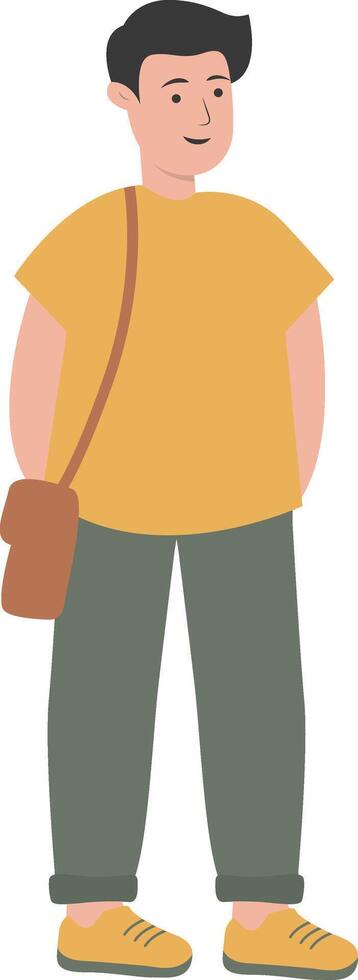 Male Student Illustration in Yellow Clothes vector