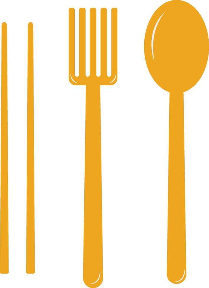 Chopsticks, Fork and Spoon Wooden Icon vector