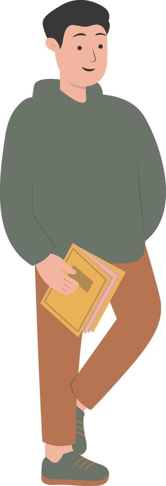Boy Student Walking and Carrying Books vector