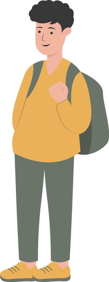 Male Student Illustration in Yellow Clothes vector
