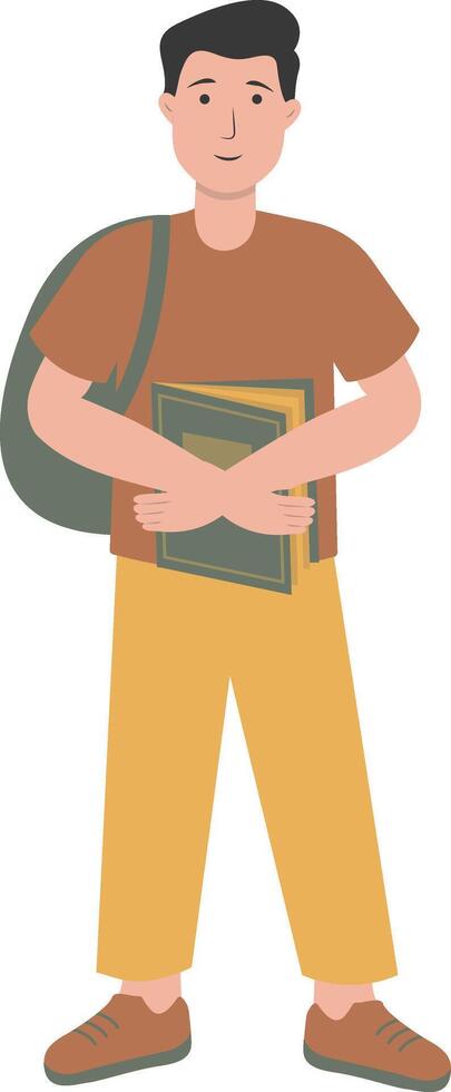 Boy Student Walking and Carrying Books vector