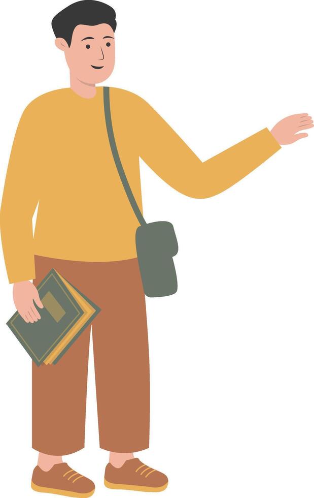 Boy Student Walking and Carrying Books vector