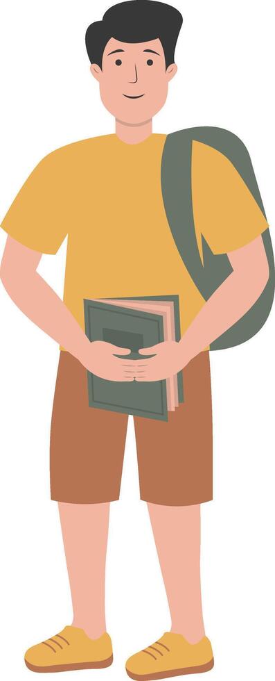 Male Student Illustration in Yellow Clothes vector