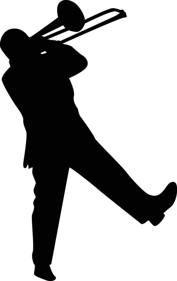 Guy Jazz Trumpet Player Silhouette in Standing Position vector