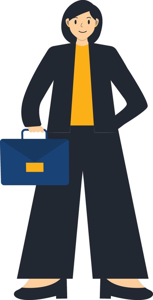Woman Business with Black Uniform and Bag vector